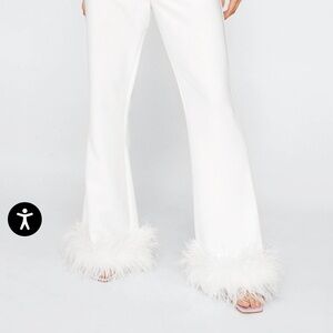 Nasty Gal Feather Trim Kick Flare Pants